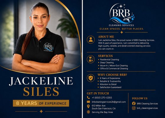 Why Choose Us? Call Now +1 (650) 270-0393 - At BRB Cleaning Services, we believe every space deserves exceptional care. With over 8 years of professional experience, we provide reliable, detail-oriented residential and commercial cleaning tailored to your needs. We arrive fully equipped, treat every property with respect, and are committed to delivering consistent, high-quality results that exceed expectations.

- 8+ Years of Experience
- Reliable & Trustworthy
- Attention to Detail
- Residential & Commercial Cleaning
- Deep Cleaning & Move-In/Move-Out Services
-Satisfaction Guaranteed

Call or text us today:  +1 (650) 270-0393 for a free estimate. We proudly serve the Bay Area.