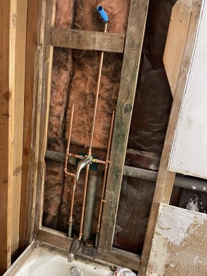 Shower waterlines - Replace galvanized 1/2 water lines with 1/2 copper waterlines Shower waterlines - Replace galvanized 1/2 water lines with 1/2 copper waterlines