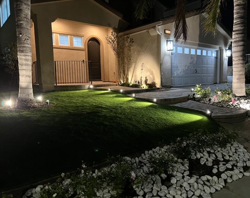 Backyard & Front Yard FULL Turf Remodel - This remodel was done on an old never maintained back and front yard. Owner decided to go with nice plush artificial turf and wanted low water consumption drip irrigation system for garden. Low voltage landscape lights were ran all throughout front and backyard. Came out beautiful! Backyard & Front Yard FULL Turf Remodel - This remodel was done on an old never maintained back and front yard. Owner decided to go with nice plush artificial turf and wanted low water consumption drip irrigation system for garden. Low voltage landscape lights were ran all throughout front and backyard. Came out beautiful!
