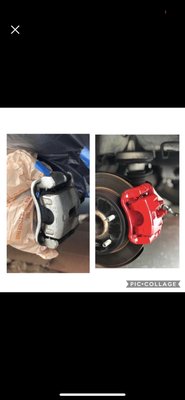 Caliper color change - Customer wanted a color change in all 4 calipers to red. Caliper color change - Customer wanted a color change in all 4 calipers to red.