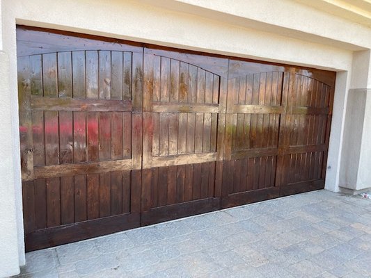 Staining Wood Doors - We applied one coat of stain and two coats of oil based gloss clear coat. This gloss clear coat gives a nice shine. Staining Wood Doors - We applied one coat of stain and two coats of oil based gloss clear coat. This gloss clear coat gives a nice shine.