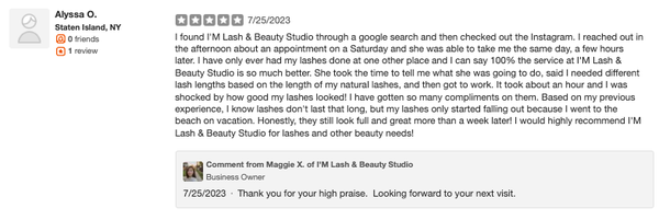 5 Star Reviews - Our lash studio is proud to have consistently received 5-star reviews from our clients. We maintain clean and sanitized facilities, adhere to strict hygiene standards, and use sterilized tools and high-quality products. Your health, satisfaction, and comfort are our top priorities, ensuring a safe and relaxing experience every visit. 5 Star Reviews - Our lash studio is proud to have consistently received 5-star reviews from our clients. We maintain clean and sanitized facilities, adhere to strict hygiene standards, and use sterilized tools and high-quality products. Your health, satisfaction, and comfort are our top priorities, ensuring a safe and relaxing experience every visit.