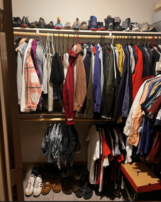 Closet Unpack - This closet needed unpacked and organized. Client's wanted everything hung up that was currently in 8-10 large storage bins. They loved the way it turned out! Closet Unpack - This closet needed unpacked and organized. Client's wanted everything hung up that was currently in 8-10 large storage bins. They loved the way it turned out!