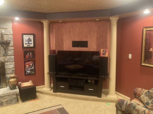 Home Theater project - This basement space was finished out to include, custom ceiling, stage/pillars, audio/video, framing, drywall, paint and ceramic tile. Home Theater project - This basement space was finished out to include, custom ceiling, stage/pillars, audio/video, framing, drywall, paint and ceramic tile.