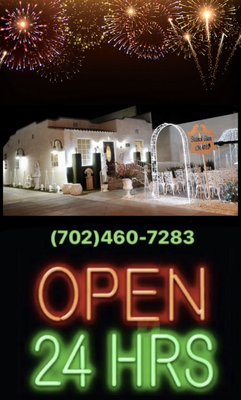 OPEN NEW YEARS EVE - OPEN 24/7
Welcome to Stained Glass Wedding Chapel!
Please call our Chapel ahead of time and book your wedding day that will take your breath away!
For any further questions regarding our wedding packages please call our chapel at (702)460-7283 and we would be more than happy to assist you!
Hours of operation may vary.
To better serve our clients please call our office and we will get back to you as soon as possible.
Hola !
Bienvenidos a Stained Glass Wedding Chapel!
Ofrecemos bodas en Español. Por favor hacer reservaciones 24 horas antes de las bodas en Español.
Se les aconseja que por la Pandemia, los horarios varean. Por favor de llamar a la capilla para reservar la hora y dia specificos y para detalles sobre la tarifa para bodas/ceremonias en Español. Gracias!!
#OPEN
#vegaswedding
#lasvegasweddingchapel
#signandgolasvegas
#WeddingPackage2023
#Open24
#vegasbaby
#alwaysopen
#gardenwedding
#lasvegaswedding
#weddinginvegas
#openonweekends
#samedaywedding
#lasvegaschapel
#vegaschapels
#lasvegaswedding
#lasvegasweddings
#weddingday
#brideandgroom
#vegasbrides OPEN NEW YEARS EVE - OPEN 24/7
Welcome to Stained Glass Wedding Chapel!
Please call our Chapel ahead of time and book your wedding day that will take your breath away!
For any further questions regarding our wedding packages please call our chapel at (702)460-7283 and we would be more than happy to assist you!
Hours of operation may vary.
To better serve our clients please call our office and we will get back to you as soon as possible.
Hola !
Bienvenidos a Stained Glass Wedding Chapel!
Ofrecemos bodas en Español. Por favor hacer reservaciones 24 horas antes de las bodas en Español.
Se les aconseja que por la Pandemia, los horarios varean. Por favor de llamar a la capilla para reservar la hora y dia specificos y para detalles sobre la tarifa para bodas/ceremonias en Español. Gracias!!
#OPEN
#vegaswedding
#lasvegasweddingchapel
#signandgolasvegas
#WeddingPackage2023
#Open24
#vegasbaby
#alwaysopen
#gardenwedding
#lasvegaswedding
#weddinginvegas
#openonweekends
#samedaywedding
#lasvegaschapel
#vegaschapels
#lasvegaswedding
#lasvegasweddings
#weddingday
#brideandgroom
#vegasbrides