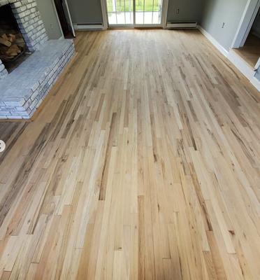 Hardwood Floor Renovation 2019 - In this project we sanded and refinished 650 square feet of 2 1/4 red oak flooring. Due to the humidity in the home, the old floor was cupping, this causes the wood to bend in a "u" shape. We were able to solve the problem with ease and deliver a beautiful project. Hardwood Floor Renovation 2019 - In this project we sanded and refinished 650 square feet of 2 1/4 red oak flooring. Due to the humidity in the home, the old floor was cupping, this causes the wood to bend in a "u" shape. We were able to solve the problem with ease and deliver a beautiful project.