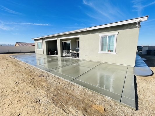 Concrete patio/sidewalks. Lic#1092597 - This project was performed in Woodcrest in a new built. Graded area and formed to a 2% slope just enough for water run off. Compacted/ Reinforced with #3 rebar 24”oc. Concrete mix used here was a 3000 psi pea gravel Concrete patio/sidewalks. Lic#1092597 - This project was performed in Woodcrest in a new built. Graded area and formed to a 2% slope just enough for water run off. Compacted/ Reinforced with #3 rebar 24”oc. Concrete mix used here was a 3000 psi pea gravel