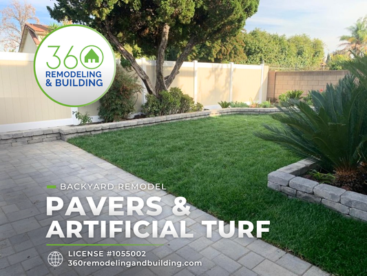 Pavers & Artificial Turf - Front and backyard remodel, including Planter wall, turf, vinyl gate and driveway remodeling Pavers & Artificial Turf - Front and backyard remodel, including Planter wall, turf, vinyl gate and driveway remodeling