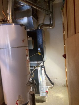 Res Install 2025 - We replaced the customer's existing gas furnace and air conditioner with a Daikin gas furnace, air conditioner, coil, Ecobee thermostat, surge protector, and media filter.