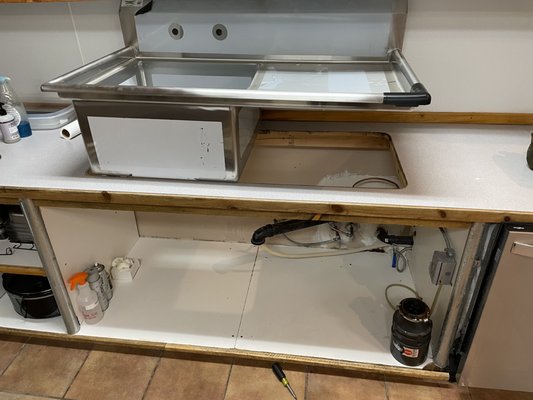 Kitchen sink install - Kitchen sink installed in restaurant.