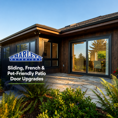 Sliding, French & Pet-Friendly Patio Door Upgrades - A new patio door brings in more light, seals out drafts, and makes indoor-outdoor living easier. Harley Exteriors installs sliding glass doors, classic French doors, and patio doors with built-in doggy doors for homes with pets. Each door is fitted for a tight, weather-ready seal built for Northwest weather, installed by certified experts who leave the space clean. Homeowners from Seattle and Bellevue to Tacoma and Everett trust this family-owned team, with lifetime warranty coverage that varies by product and installation.