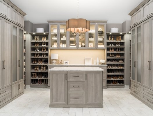 Custom Closets - Home Organization - We offer two main types of custom closets – available in natural woods and laminates – to suit your needs and preferences, including:

Walk-in Closets – We can convert your closet into a beautifully organized sanctuary for everything you own. Walk-in closet systems not only act as a space to store your belongings, but they can also serve as a private dressing room, equipped with features such as seating, fold-out ironing boards, and vanities.
Reach-in Closets – These closet systems can provide all of the functional organization you desire without taking up too much room, thanks to space-saving options including multiple hanging areas, adjustable shelving, tilt-out baskets, and pull-out valet rods for accessories.
Furthermore, we have a team of full-time – never subcontracted – installers at our location in Pleasanton who are highly experienced and skilled, so you can rest assured they’ll get the job done right the first time.