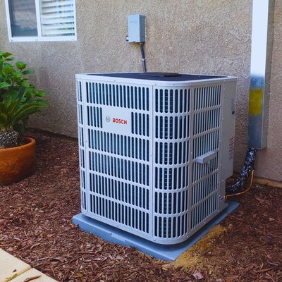 Installed a new 20 SEER HP System and Relocated Condenser. - Relocated the outdoor condenser to the other side of the home. Installed a new 20 SEER HP System and Relocated Condenser. - Relocated the outdoor condenser to the other side of the home.