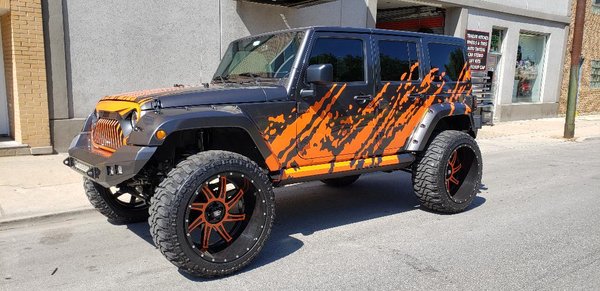 Jeep Wrangler Customizing - Jeep Wrangler, Lift Kit, Suspension, Leather Interior, Custom Grill, Wheels & Tires, Custom Stripes and Graphics, Jeep Custom Grill Led 7 Color Lighting. Customizing Jeeps is our business !