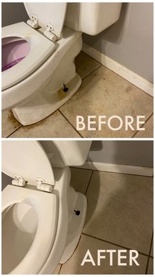 Before and after toilet clean - This was a before and after shot. This was a deep clean but the service is included in all cleans we offer.