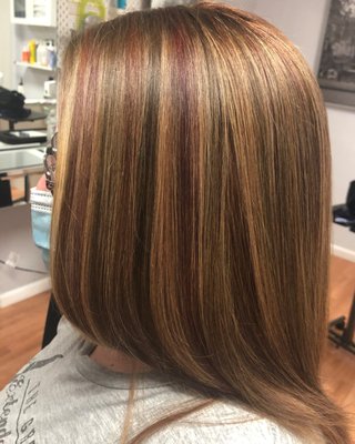 Multi dimensional Highlights/Color - The client wanted to add more depth to her color and have an overall deeper and warmer color and also wanted to see different shades of red........ she left so happily with multi-dimensional hair, exactly what she asked for!!!! Multi dimensional Highlights/Color - The client wanted to add more depth to her color and have an overall deeper and warmer color and also wanted to see different shades of red........ she left so happily with multi-dimensional hair, exactly what she asked for!!!!