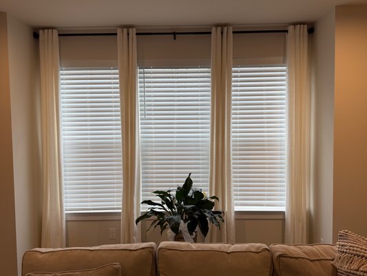 2 1/2 inch Faux Wood Blinds Inside Mount - We transformed this home with 22 beautiful windows featuring inside-mount 2 1/2-inch faux wood blinds in crisp white. With drywall pockets for a sleek, clean look, these custom blinds add a perfect blend of style, privacy, and light control to every room.