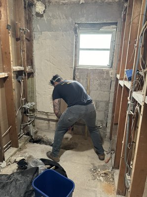 Bathroom remodel - This bathroom remodel is currently in the works. We offer high quality service suitable for any of your custom needs! Bathroom remodel - This bathroom remodel is currently in the works. We offer high quality service suitable for any of your custom needs!