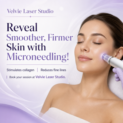 Microneedling - at Velvie Laser Studio, experience smoother, firmer, and more youthful skin with our advanced microneedling treatment. Microneedling boosts your natural collagen production, reduces the appearance of fine lines, acne scars, and pores, and improves overall skin texture. Enjoy noticeable rejuvenation with minimal downtime. Appointments fill quickly—book your microneedling session today and reveal your skin’s true potential! Microneedling - at Velvie Laser Studio, experience smoother, firmer, and more youthful skin with our advanced microneedling treatment. Microneedling boosts your natural collagen production, reduces the appearance of fine lines, acne scars, and pores, and improves overall skin texture. Enjoy noticeable rejuvenation with minimal downtime. Appointments fill quickly—book your microneedling session today and reveal your skin’s true potential!