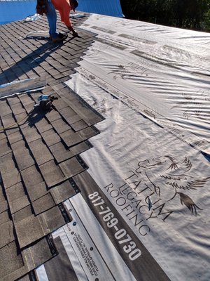 Fort Worth roof - This roof received an upgrade due to storm damage! We use synthetic underlayment on all roofs which lets us give you a lifetime transferable warranty on your roof. Fort Worth roof - This roof received an upgrade due to storm damage! We use synthetic underlayment on all roofs which lets us give you a lifetime transferable warranty on your roof.