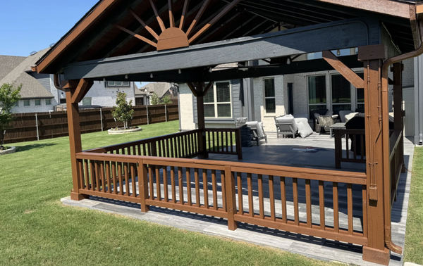 Gazebo Staining - Give your woodwork a fresh new look and lasting protection—inside and out.
We specialize in expert staining services for:
Fences
Decks
Pergolas
Patio Coverings
Gazebos
Garage Doors
Shutters
Posts
Beams
Decorative Trim
...and so much more!
From backyard fences to custom gazebos and elegant beams, we use premium stains that enhance beauty and shield against Texas weather. Our team treats every project with care and craftsmanship—so your wood stands out and stands strong.
Additional Services Available:
Minor Fence Repairs: Fix it and finish it all at once!
Power Washing: The perfect prep for long-lasting stain or a quick exterior refresh.
Why Choose Us?
Free Estimates & Honest Upfront Pricing
Local, Experienced Crews
Quality Materials for a Flawless Finish
Fast, Clean, Respectful Work
Satisfaction Guaranteed
Ready to upgrade your outdoor spaces? Gazebo Staining - Give your woodwork a fresh new look and lasting protection—inside and out.
We specialize in expert staining services for:
Fences
Decks
Pergolas
Patio Coverings
Gazebos
Garage Doors
Shutters
Posts
Beams
Decorative Trim
...and so much more!
From backyard fences to custom gazebos and elegant beams, we use premium stains that enhance beauty and shield against Texas weather. Our team treats every project with care and craftsmanship—so your wood stands out and stands strong.
Additional Services Available:
Minor Fence Repairs: Fix it and finish it all at once!
Power Washing: The perfect prep for long-lasting stain or a quick exterior refresh.
Why Choose Us?
Free Estimates & Honest Upfront Pricing
Local, Experienced Crews
Quality Materials for a Flawless Finish
Fast, Clean, Respectful Work
Satisfaction Guaranteed
Ready to upgrade your outdoor spaces?