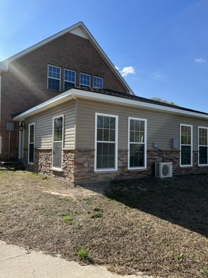 Rohbeck Addition - This was a game room addition, we couldn't match the brick so Ron picked out a stack stone that match on the front of the home. Rohbeck Addition - This was a game room addition, we couldn't match the brick so Ron picked out a stack stone that match on the front of the home.