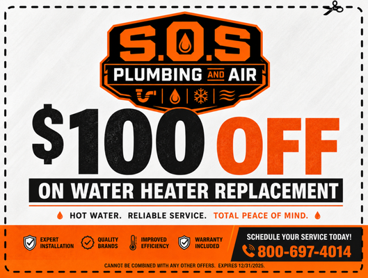 Tank Water Heater - This is a new Bradford White gas water heater that was installed. Yelp users get $100 OFF a replacement water heater with this coupon. It cannot be combined with other offers and must be presented before installation. Tank Water Heater - This is a new Bradford White gas water heater that was installed. Yelp users get $100 OFF a replacement water heater with this coupon. It cannot be combined with other offers and must be presented before installation.