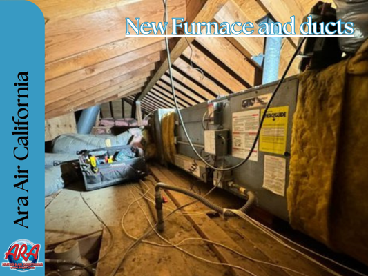 New Furnace and ducts - Ara Air recently installed a new furnace and ductwork at Belcantro in Irvine, California, significantly improving heating efficiency and air distribution. This upgrade ensures enhanced comfort and optimal system performance for all residents.