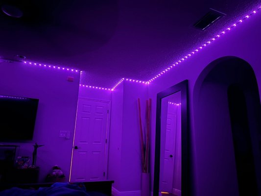 Set the Mood! - Led Lighting strips change the mood of this master bedroom Set the Mood! - Led Lighting strips change the mood of this master bedroom