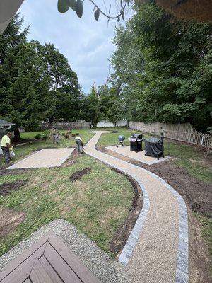 Outdoor living space - Customer wanted outdoor living area one sitting are one cooling area then a walkway going to the fire pit Outdoor living space - Customer wanted outdoor living area one sitting are one cooling area then a walkway going to the fire pit