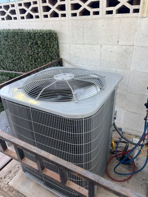Andrew - Installed a new 2.5-ton Carrier split heat pump, including a new duct transition, filter base, fused disconnect, and thermostat. Refrigerant lines were brazed, the system was pressure tested with nitrogen for leak detection, vacuumed, and fully started up to ensure proper and efficient operation. Andrew - Installed a new 2.5-ton Carrier split heat pump, including a new duct transition, filter base, fused disconnect, and thermostat. Refrigerant lines were brazed, the system was pressure tested with nitrogen for leak detection, vacuumed, and fully started up to ensure proper and efficient operation.
