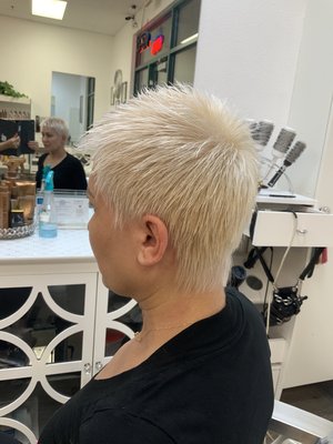 Make over  platinum card - Platinum card we correct the color and also we did the hair cut