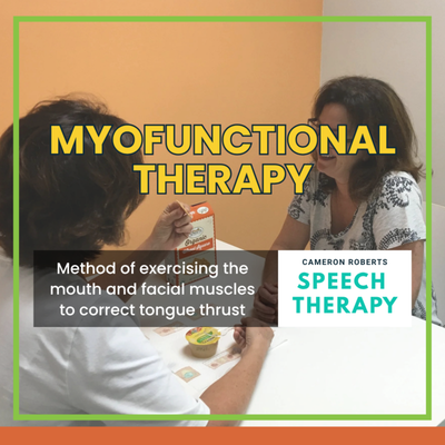 Myofunctional therapy - Myofunctional therapy for children and adults, is a method of exercising the mouth and facial muscles to correct an immature swallowing pattern referred to as "tongue thrust." Tongue thrust can adversely affect facial skeletal growth and development, chewing, swallowing, speech and dental occlusion. Therapy typically includes increasing awareness of the muscles of the mouth and face while gradually retraining the tongue to remain in its proper position.