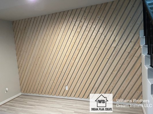 Feature Wall, Accent Wall - Customer called and text a picture of a feature wall idea they wanted and saw online, we showed up gave a free estimate onsite survey, once accepted and deposit collected we set a date and completion for this project was 2 days! We had fun watching their dream revealed right before their eyes. #dreambigger Feature Wall, Accent Wall - Customer called and text a picture of a feature wall idea they wanted and saw online, we showed up gave a free estimate onsite survey, once accepted and deposit collected we set a date and completion for this project was 2 days! We had fun watching their dream revealed right before their eyes. #dreambigger