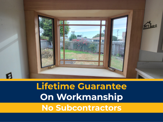 Lifetime Guarantee on Workmanship - No subcontractors—just expert craftsmanship. Call 805-918-1826 today for your free estimate!
Our “Lifetime Guarantee on Workmanship” portfolio features a range of custom window and door projects, all completed by our in-house team at My Window Solutions. First, we installed a Windsor Pinnacle bay window with a green aluminum-clad exterior and elegant wood interior, combining charm and efficiency. In another project, we fitted a 5-panel bifolding sliding door that opens wide to a backyard oasis. The final install features a modern white home upgraded with sleek black aluminum sliding doors and matching windows. Every project is backed by our lifetime workmanship guarantee.