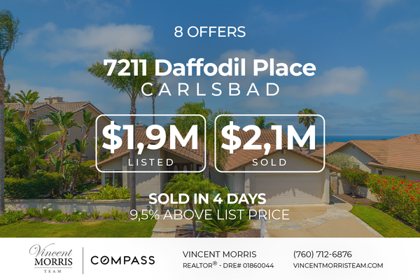 Another Carlsbad Home Sold 10% Above List Price! - My crew and I directed and managed home preparations and remodel to maximize the home interior and exterior curb appeal. We paid for and hired a professional staging company, "The Stagancy" to bring this vacant home to life by adding the perfect amount of furnishings, decor, and vibrancy to showcase the home’s full potential. This helps potential homebuyers envision a space they can call their own while maximizing profits for the seller. End result, 8 offers in 4 days far above the list price.