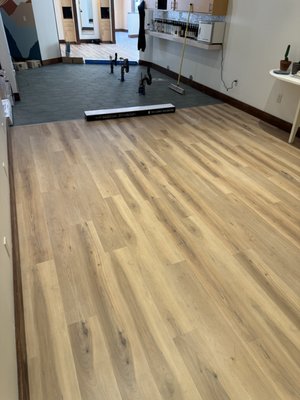Salon Complete Replacement - This flooring removal and replacement turned out amazing and to the satisfaction of our client. We had to do quite a bit of prep work for the flooring being unlevel after old flooring was removed. We pride ourselves on our prep work because that is what will "MAKE YOUR FLOORS LAST". Many people skip this step with griding and leveling and that is a diservice to their customer because if will take life off of you flooring. Take a look at our before and after with prep work pics and give us a call for allyour floorin installation needs!!!! Salon Complete Replacement - This flooring removal and replacement turned out amazing and to the satisfaction of our client. We had to do quite a bit of prep work for the flooring being unlevel after old flooring was removed. We pride ourselves on our prep work because that is what will "MAKE YOUR FLOORS LAST". Many people skip this step with griding and leveling and that is a diservice to their customer because if will take life off of you flooring. Take a look at our before and after with prep work pics and give us a call for allyour floorin installation needs!!!!