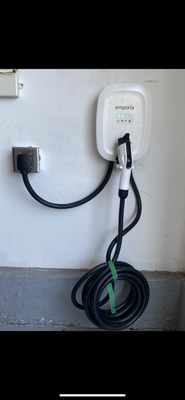 Level 2 Emporia EV Charger - Installed a level 2 Emporia EV charger for a happy customer in Chino, California! The customer previously had a Level 1 charger and wanted faster charging speeds. They can now charge their EV overnight! Level 2 Emporia EV Charger - Installed a level 2 Emporia EV charger for a happy customer in Chino, California! The customer previously had a Level 1 charger and wanted faster charging speeds. They can now charge their EV overnight!