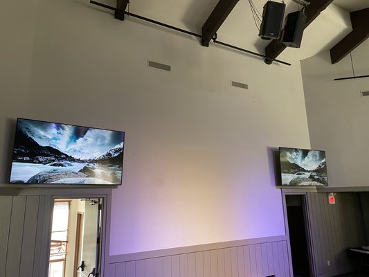 Forest Home dual 85” TV installation. - We installed dual 85” flat screens for a meeting space at Forest Home. Forest Home dual 85” TV installation. - We installed dual 85” flat screens for a meeting space at Forest Home.