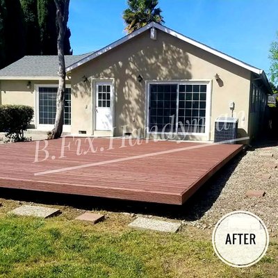 Deck re-painted 2022, CA - The deck looked worned and shabby, some parts need to be replaced
Project jobs done:
- power-washed the deck;
- repair/replaced some boards;
- patched the cracks, fix the small dameges;
- painting with two coats of paint Deck re-painted 2022, CA - The deck looked worned and shabby, some parts need to be replaced
Project jobs done:
- power-washed the deck;
- repair/replaced some boards;
- patched the cracks, fix the small dameges;
- painting with two coats of paint