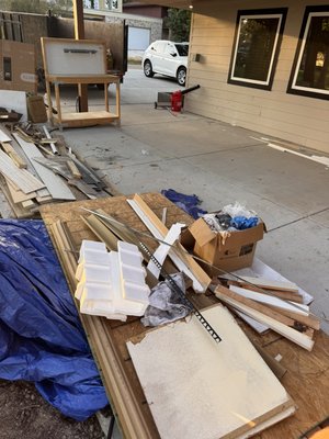 Remodel construction debris left behind - Customer needed left over material and junk from a remodel job they had done and called up to take care of it for them they were satisfied with the work we did Remodel construction debris left behind - Customer needed left over material and junk from a remodel job they had done and called up to take care of it for them they were satisfied with the work we did