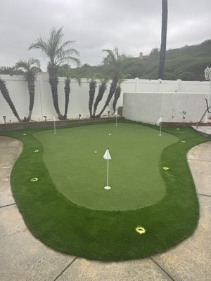 Turf and Putting Green Install - This was a backyard project, removal of sod and installing Turf and Putting green with some well lights! This customer just loves this project! Turf and Putting Green Install - This was a backyard project, removal of sod and installing Turf and Putting green with some well lights! This customer just loves this project!