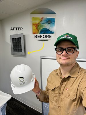 Wall Repair and Picture Installation – Corporate Handyman Dallas - I worked for Certus to refresh an office wall. First, I removed the old picture, patched six holes, and repainted the entire wall to give it a clean look. Finally, I installed a new picture, ensuring a neat and professional finish. Reliable home repair services and attention to detail for corporate clients in Dallas Wall Repair and Picture Installation – Corporate Handyman Dallas - I worked for Certus to refresh an office wall. First, I removed the old picture, patched six holes, and repainted the entire wall to give it a clean look. Finally, I installed a new picture, ensuring a neat and professional finish. Reliable home repair services and attention to detail for corporate clients in Dallas