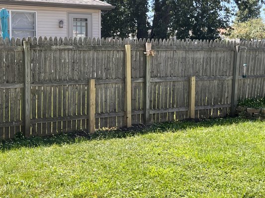 Fence and deck remodels - Resupported a fence, remodeled two decks with new joists and deck boards. One we remodeled the railing and stairs also. Fence and deck remodels - Resupported a fence, remodeled two decks with new joists and deck boards. One we remodeled the railing and stairs also.