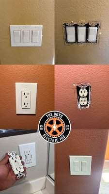 House remodel outlet and switches ⚡️👍🏽 - Customer didn’t have power in many outlets and THE BOYS ELECTRIC came in to troubleshoot and change all the outlets and switches House remodel outlet and switches ⚡️👍🏽 - Customer didn’t have power in many outlets and THE BOYS ELECTRIC came in to troubleshoot and change all the outlets and switches