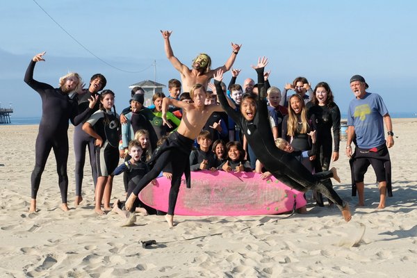 Parties - Welcome to M & M Surfing School, one of the most celebrated surfing schools in Southern California for over 20 years. It doesn't matter whether you are a beginner, intermediate or an advanced surfer, when you come to M & M Surfing School you have reached your destination. This is where your dreams of surfing will come true and your exciting ocean adventures begin.
People from all walks of life, from ages 5 to adults, from around the world have learned the basic fundamentals of surfing, water safety, and much more. In fact, it is the "much more," that has earned for Michael Pless Sr. the moniker "The Saint of Seal Beach." With even one lesson from M & M Surfing School, students come away with an enhanced appreciation for life and a wider respect for the ocean.
Whether you are a visitor to Southern California or a local from Los Angeles or Orange County, taking a class with M & M Surfing School will get you on the wave in with a positive experience and loads of fun. We invite you to visit our website for more information, then give us a call today! Parties - Welcome to M & M Surfing School, one of the most celebrated surfing schools in Southern California for over 20 years. It doesn't matter whether you are a beginner, intermediate or an advanced surfer, when you come to M & M Surfing School you have reached your destination. This is where your dreams of surfing will come true and your exciting ocean adventures begin.
People from all walks of life, from ages 5 to adults, from around the world have learned the basic fundamentals of surfing, water safety, and much more. In fact, it is the "much more," that has earned for Michael Pless Sr. the moniker "The Saint of Seal Beach." With even one lesson from M & M Surfing School, students come away with an enhanced appreciation for life and a wider respect for the ocean.
Whether you are a visitor to Southern California or a local from Los Angeles or Orange County, taking a class with M & M Surfing School will get you on the wave in with a positive experience and loads of fun. We invite you to visit our website for more information, then give us a call today!