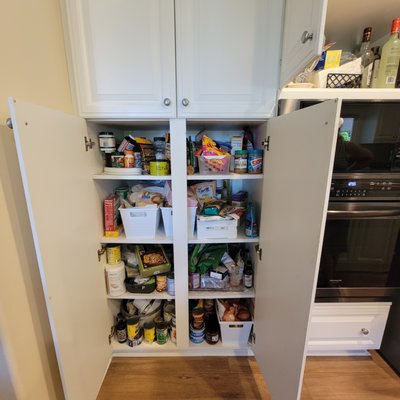 Kitchen Facelift Hack - If you like your existing kitchen foot print. We often help customers save $20K + by supplying new doors, spraying them a custom color, giving them new drawers, drawer faces, glides, and hinges.  It is a great way to give a home a facelift with out refacing or buying all new cabinets. Total project is a fraction of the cost.  See some of our work! Average cost to paint, supply new doors, and install ranges from size of kitchen.  Some have been $5k to $16k.  When a new kitchen would be tripple the cost of these amounts.