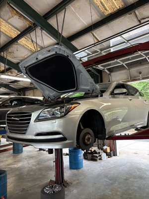 Genesis G80 Full Engine Recovery & Replacement - This Genesis G80 arrived at our shop with a completely seized engine. While many shops might turn away such a complex job, our team performed a teardown to confirm the internal damage and successfully executed a full engine recovery. We replaced the block, cleared the oiling system, and performed a precision install to factory specs. The G80 is now back on the road, running as smoothly as the day it was bought Genesis G80 Full Engine Recovery & Replacement - This Genesis G80 arrived at our shop with a completely seized engine. While many shops might turn away such a complex job, our team performed a teardown to confirm the internal damage and successfully executed a full engine recovery. We replaced the block, cleared the oiling system, and performed a precision install to factory specs. The G80 is now back on the road, running as smoothly as the day it was bought