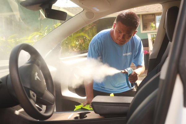 400°F Steam That Sanitizes Every Surface - Steam cleaning isn’t just about looks — it’s about health and protection. Our high-temperature steam penetrates deep into every surface, loosening stubborn dirt and grime while killing up to 99.9% of germs, bacteria, and viruses without harsh chemicals.
This means a cleaner, healthier interior for you and your passengers, especially on high-touch areas like steering wheels, door handles, and seat belts. Steam also safely sanitizes fabrics, leather, and vents, helping eliminate allergens and lingering odors at the source.
With WASHD, you’re not just getting a clean car — you’re getting a safer, fresher, and longer-lasting detail that’s better for you, your family, and the environment. 400°F Steam That Sanitizes Every Surface - Steam cleaning isn’t just about looks — it’s about health and protection. Our high-temperature steam penetrates deep into every surface, loosening stubborn dirt and grime while killing up to 99.9% of germs, bacteria, and viruses without harsh chemicals.
This means a cleaner, healthier interior for you and your passengers, especially on high-touch areas like steering wheels, door handles, and seat belts. Steam also safely sanitizes fabrics, leather, and vents, helping eliminate allergens and lingering odors at the source.
With WASHD, you’re not just getting a clean car — you’re getting a safer, fresher, and longer-lasting detail that’s better for you, your family, and the environment.