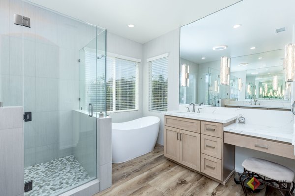 Montecito Master Bath - This fun couple are empty nesters and they LOVE their home. Stewardship and getting the project done on budget was their top priority.
They wanted sandy tan vanities, a subtle beachy feel, and bright white to create contrast and enhance the natural light.
Thanks to the Teknik True Quote & The Perfect Remodel Process, we finished on time and on budget! Montecito Master Bath - This fun couple are empty nesters and they LOVE their home. Stewardship and getting the project done on budget was their top priority.
They wanted sandy tan vanities, a subtle beachy feel, and bright white to create contrast and enhance the natural light.
Thanks to the Teknik True Quote & The Perfect Remodel Process, we finished on time and on budget!